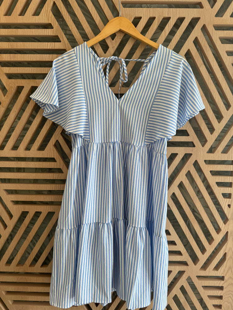 Light Blue Stripes Short Dress