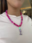 Pink Stones Fish Necklace
