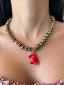 Beaded Crab Charm Necklace Brown