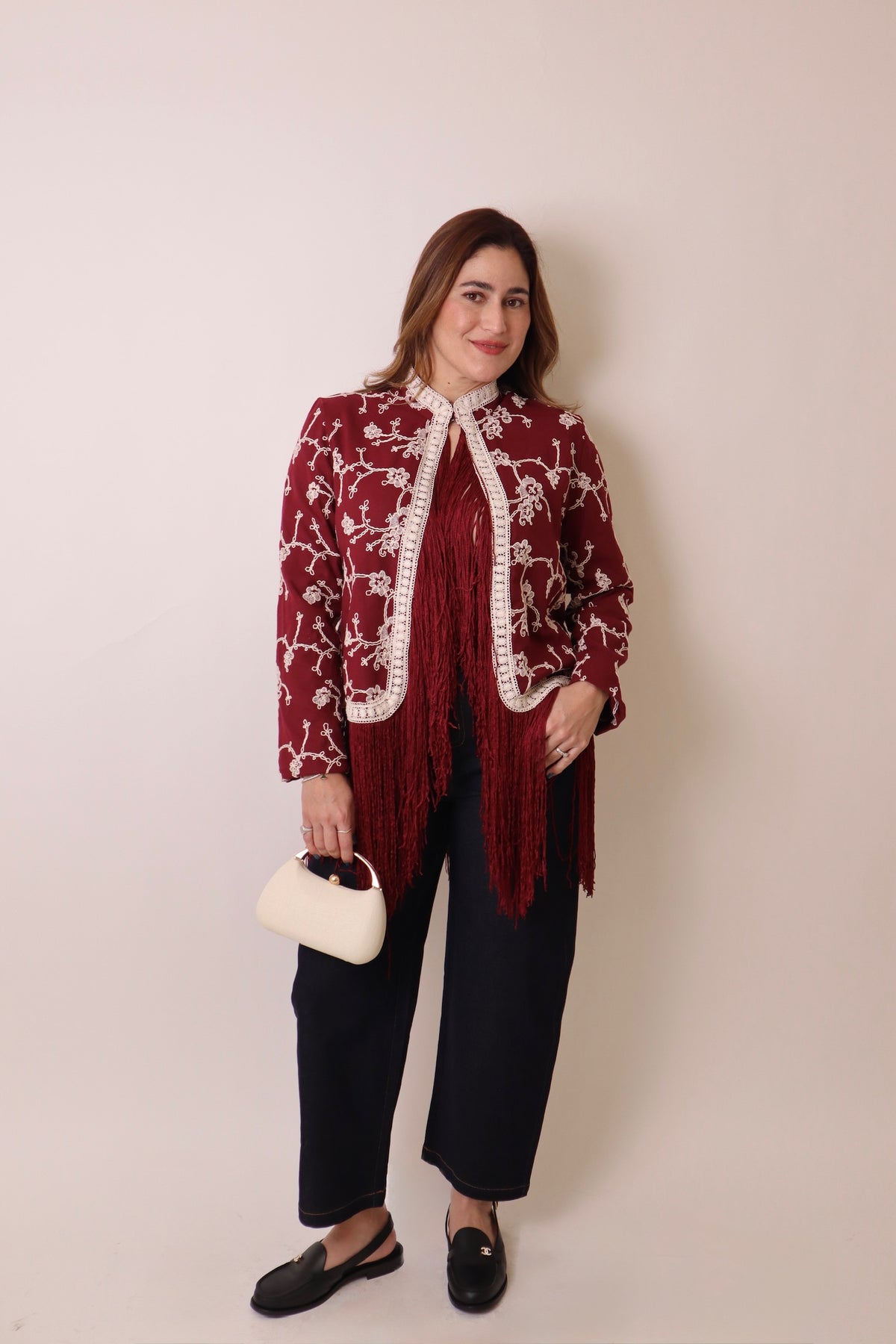 Burgundy Fringe Jacket