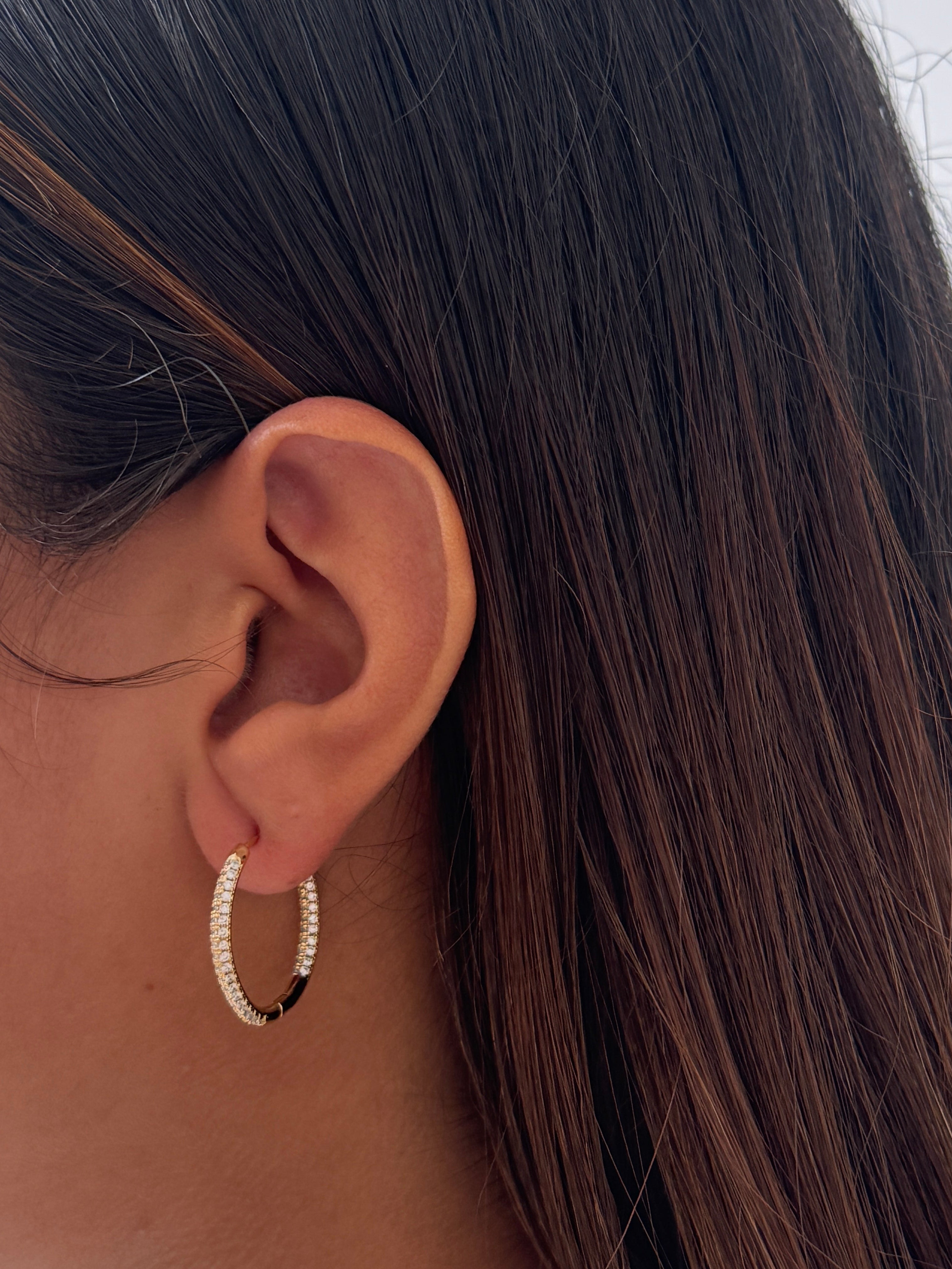 Small Pave Hoops