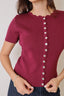 Scalloped Accent Button Knit Top