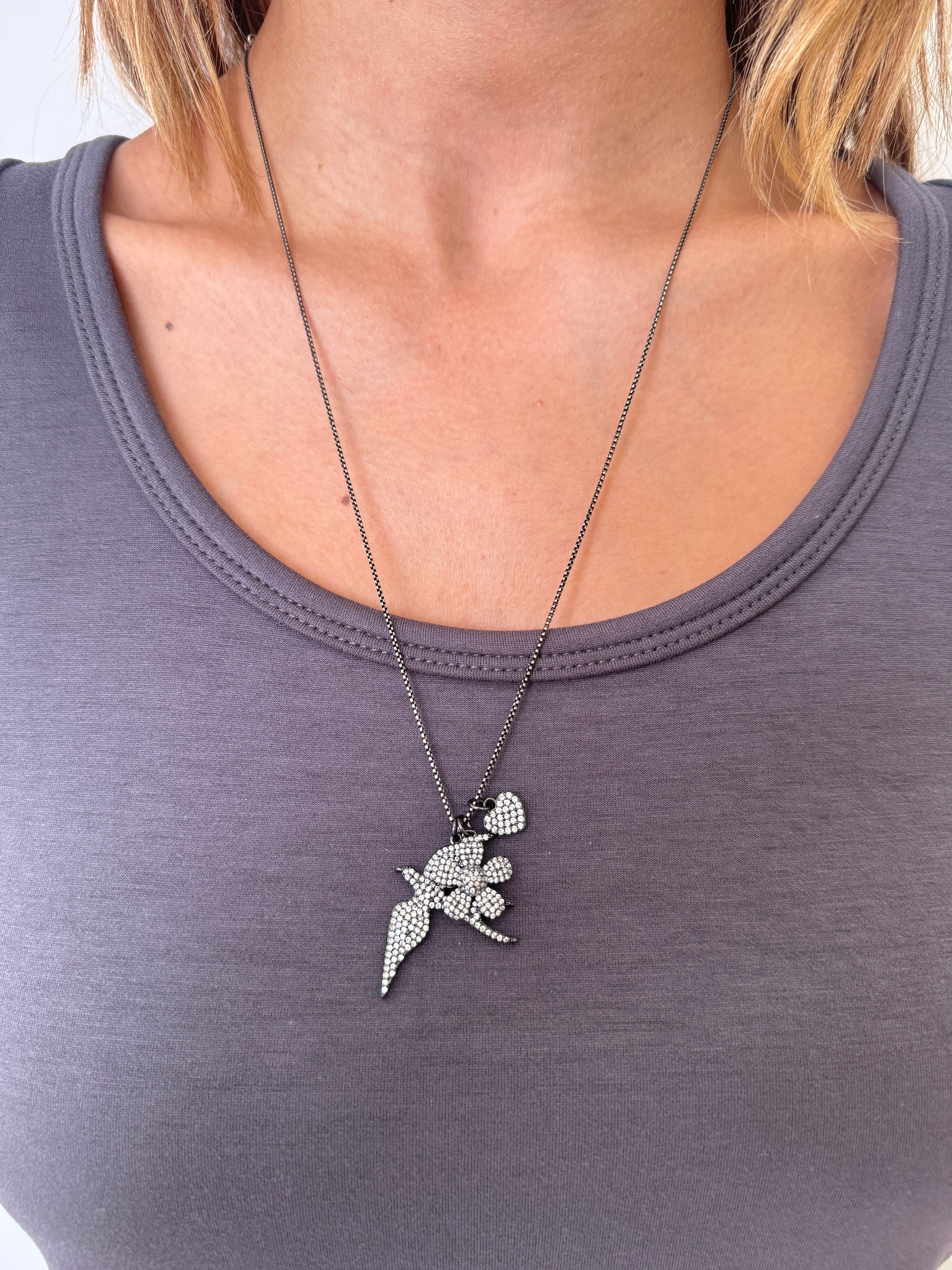 Black Pave Charm Necklace