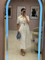 White Buttons Long Dress