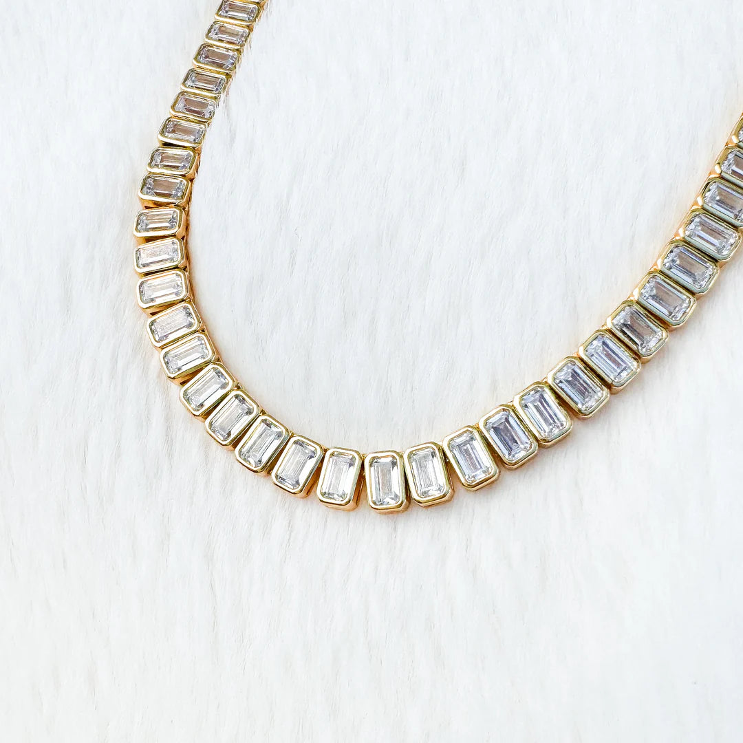 Gold Long Rhinestones Necklace