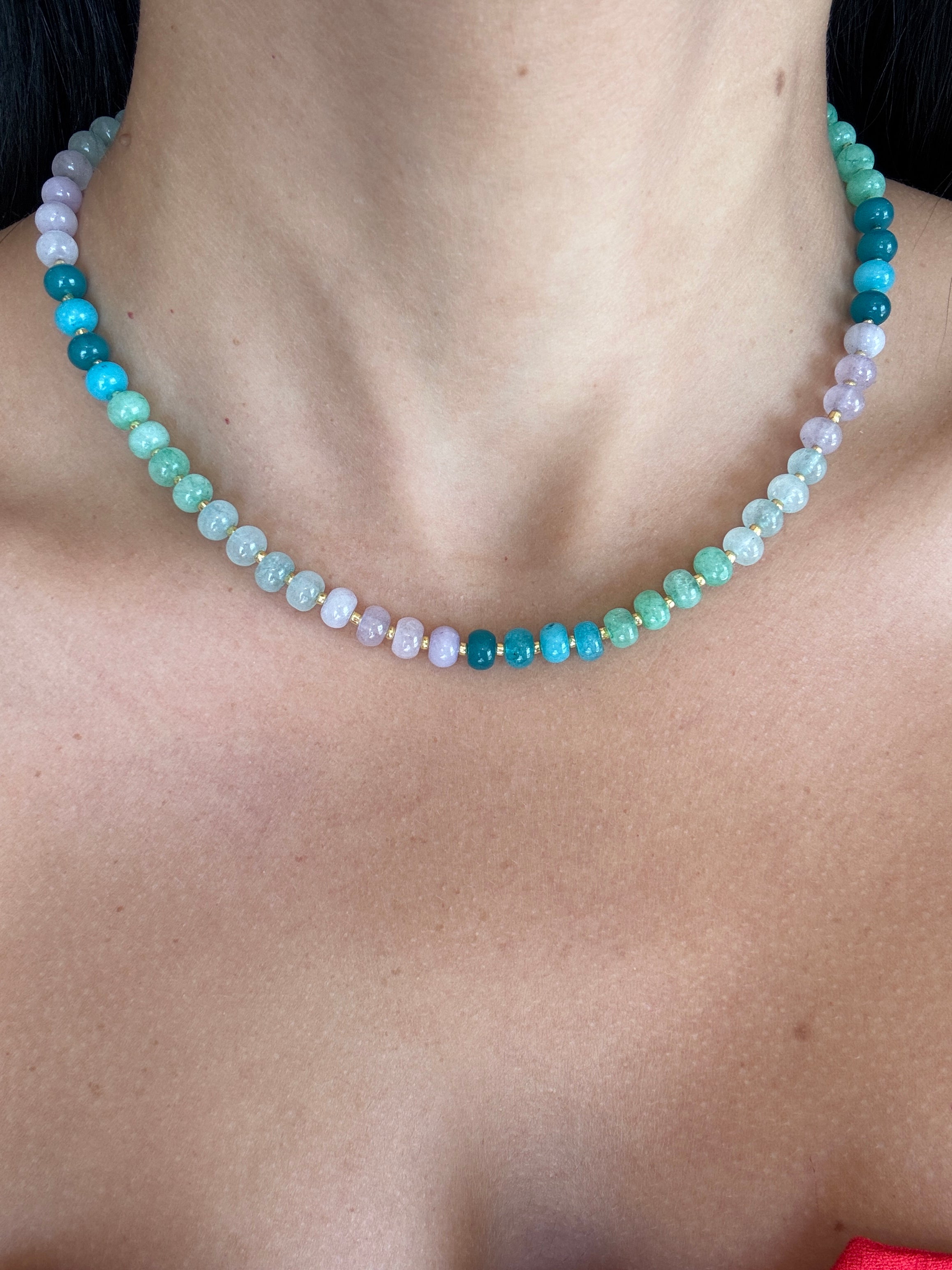 Blue and Greens Jade Necklace