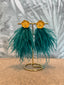 Peony Turquoise Feathers Earrings