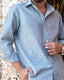 Blue Striped Linen Men Shirt