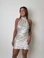 Silver Halter Short Dress
