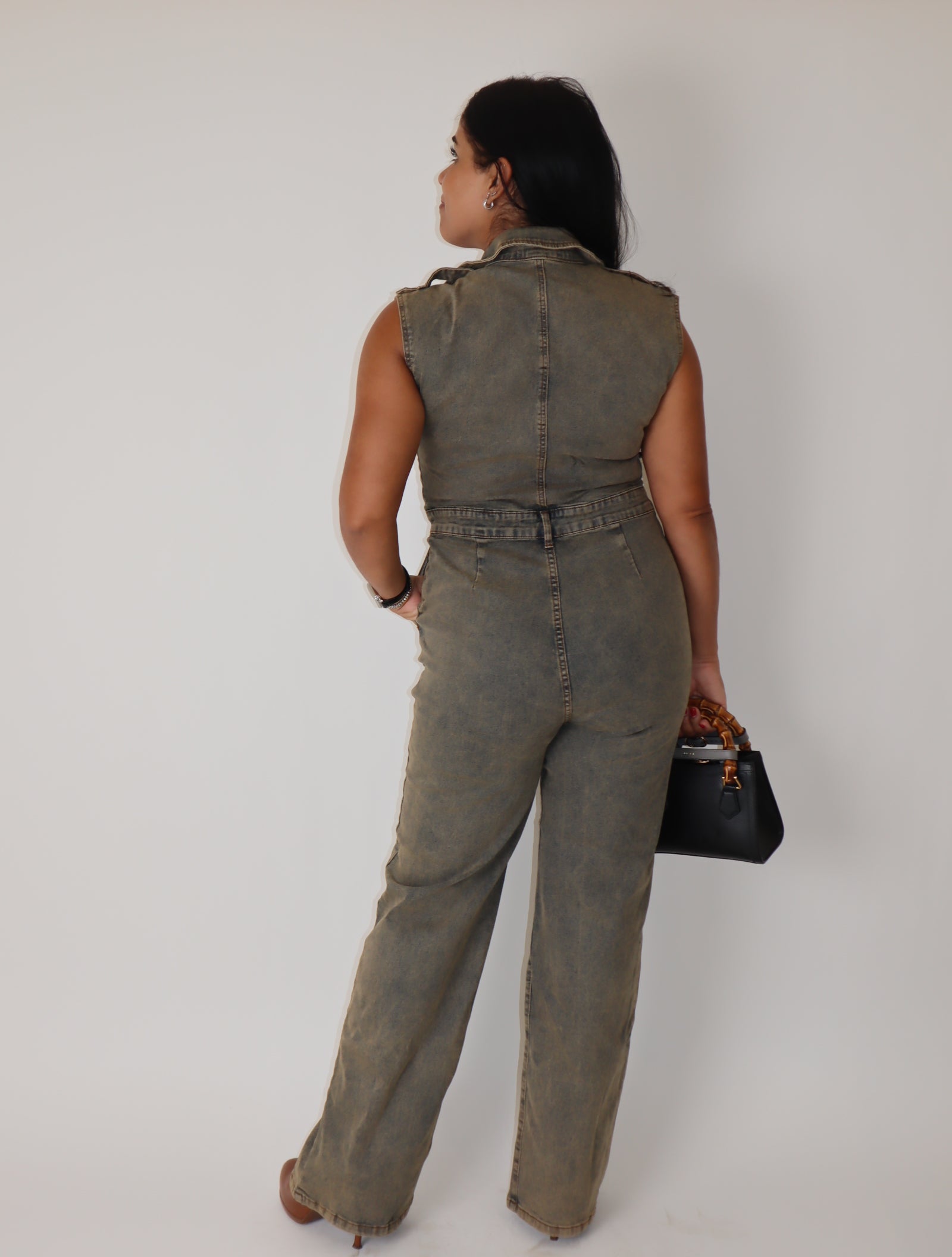 Dark Denim Sleeveless Jumpsuit