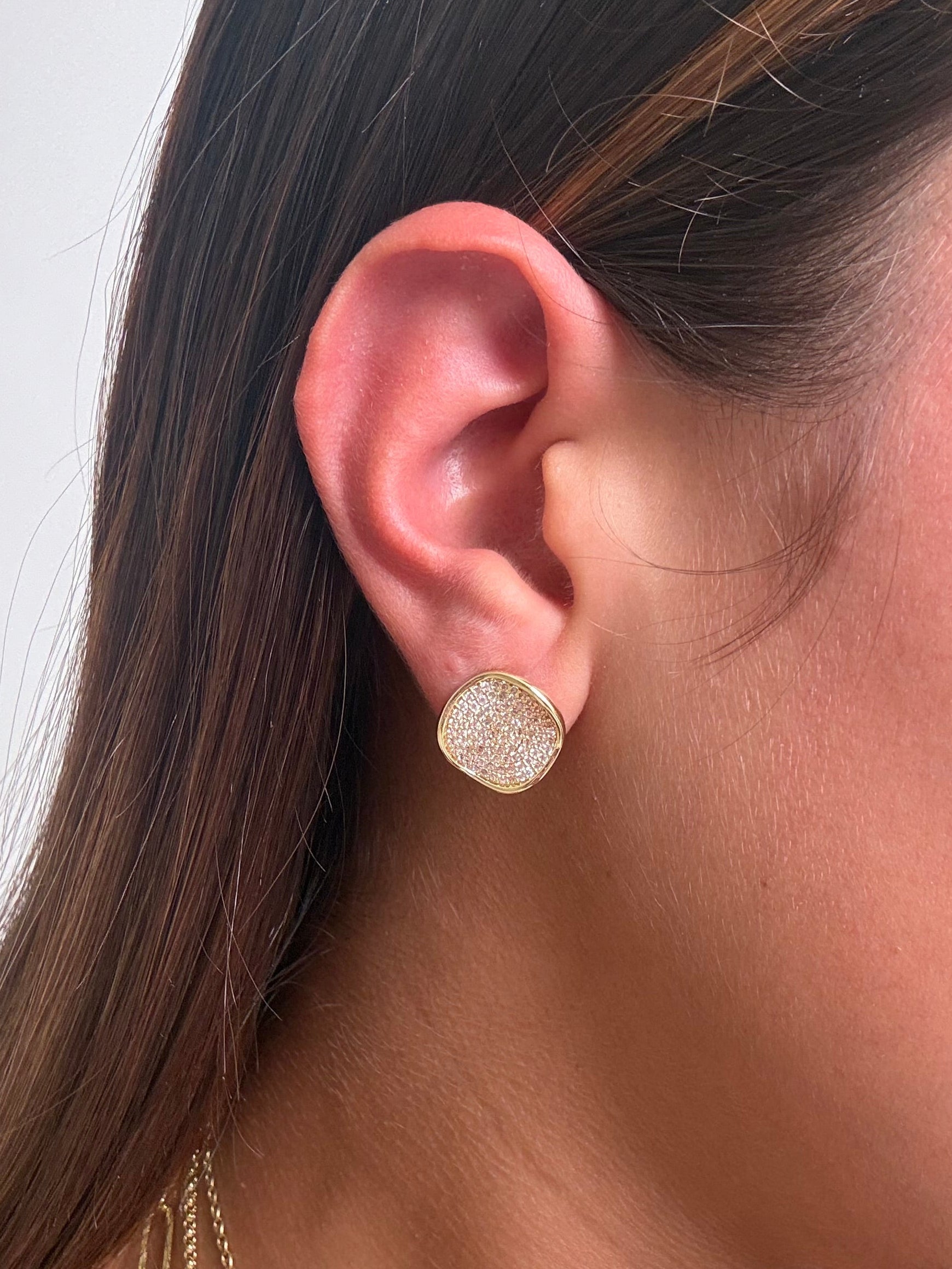 Pave Disc Stud Earring
