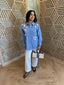 Flower Trim Striped Shirt
