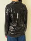 Black Sequins Button Up Top