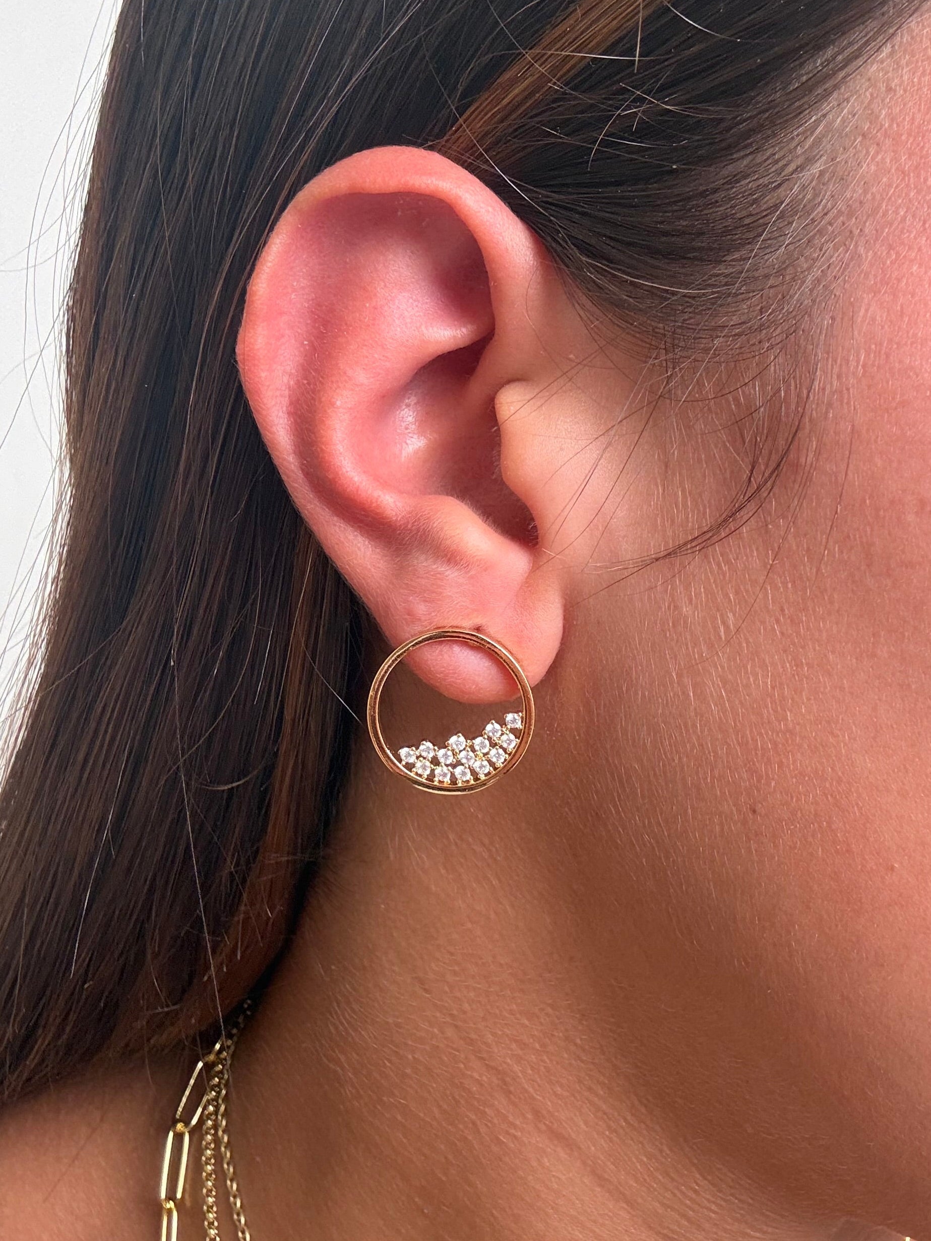 Crystal Detail Open Circle Earrings