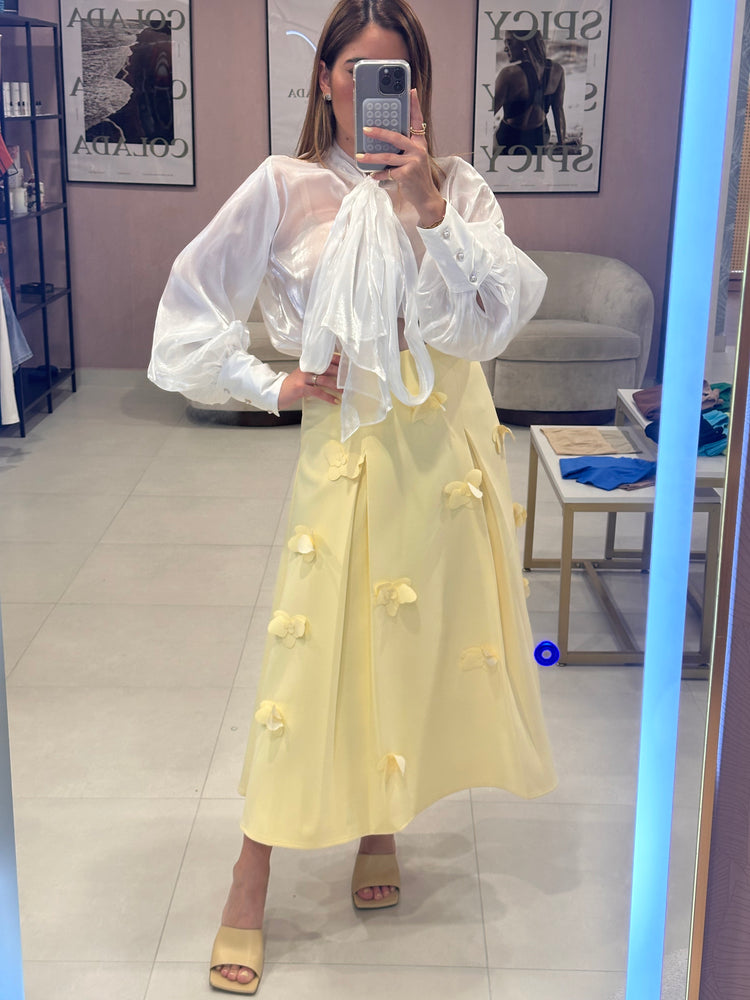 Yellow Flowers Long Skirt