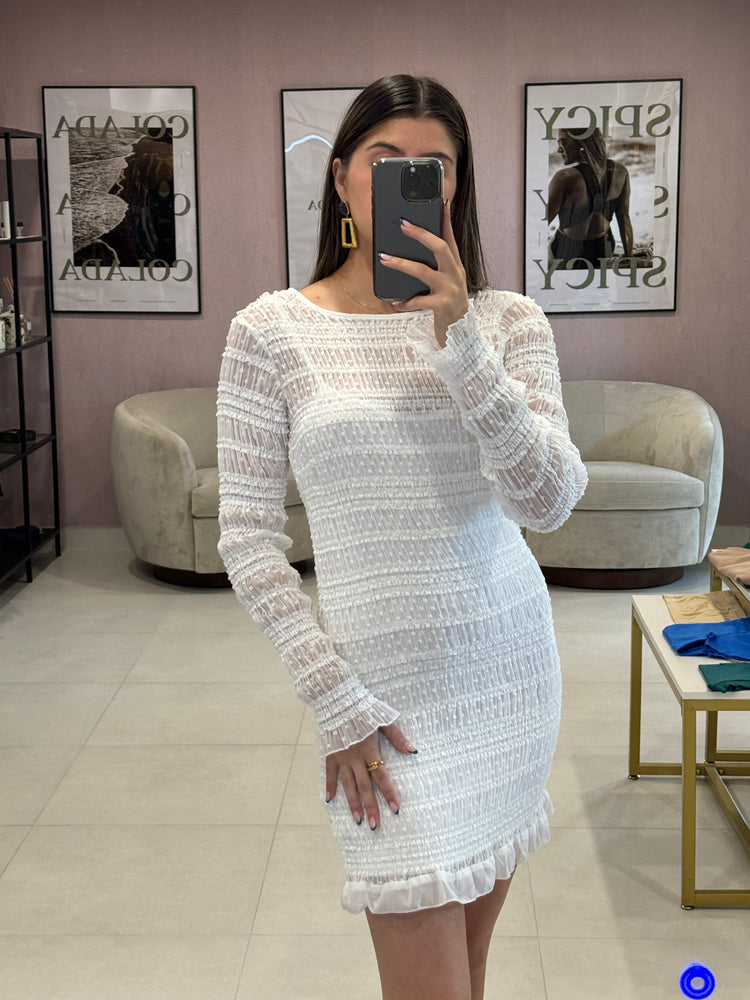 White Texture Mini Dress