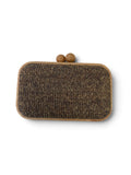 Tweed Bamboo Clutch Brown