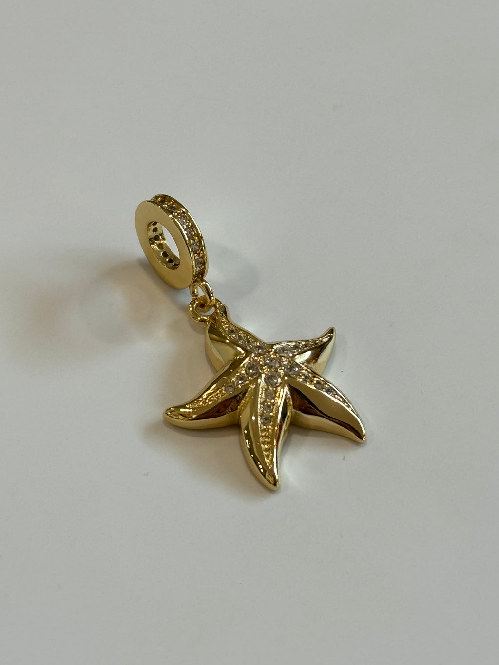 Gold Rhinestone Starfish Charm