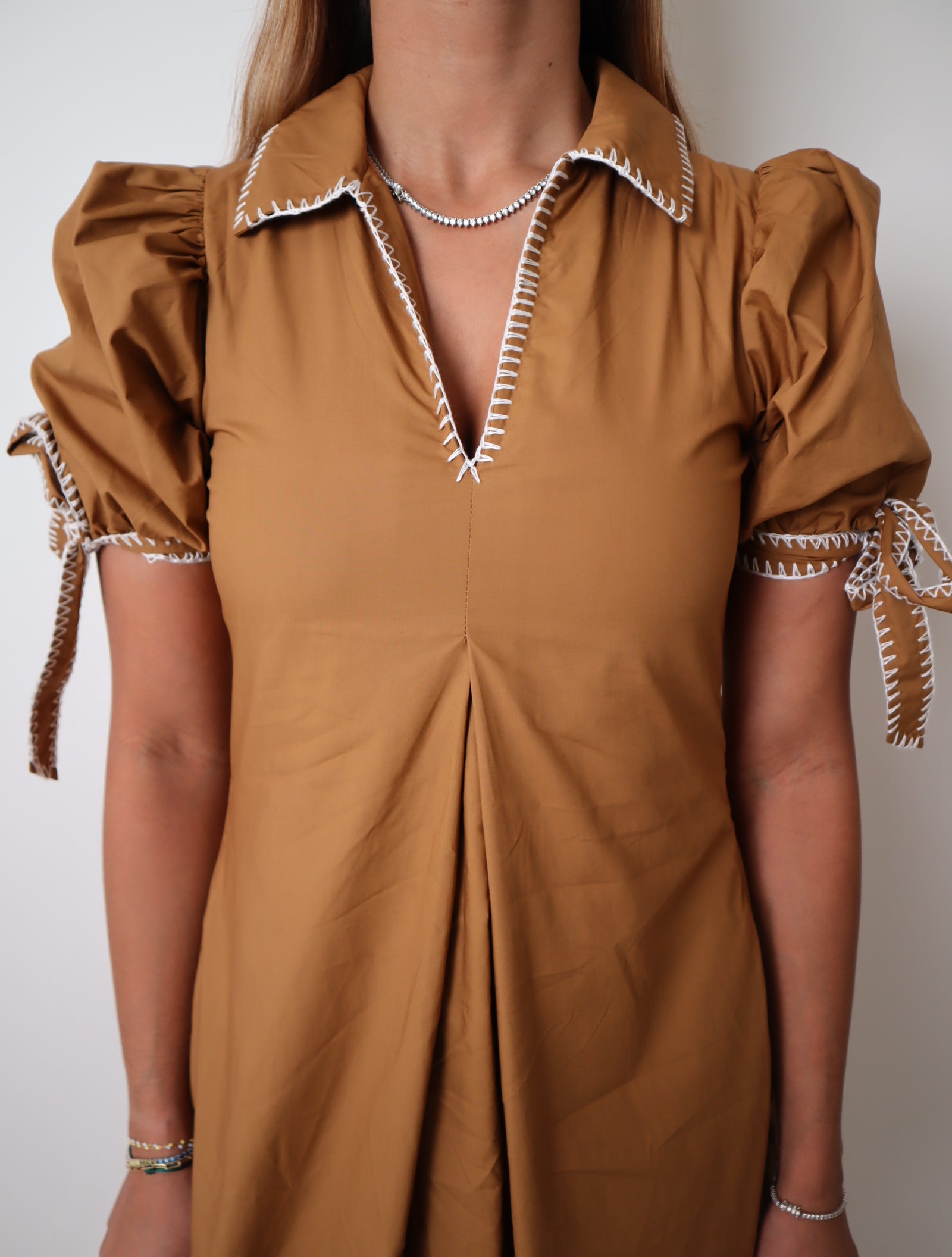 Stitch Detailed Midi Dress