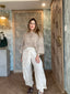 Cream Stretch Waistband Pant