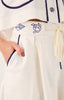 White & Navy Embroidered Short