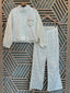 Yellow Stripes & Rhinestones Pant Set