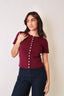 Scalloped Accent Button Knit Top