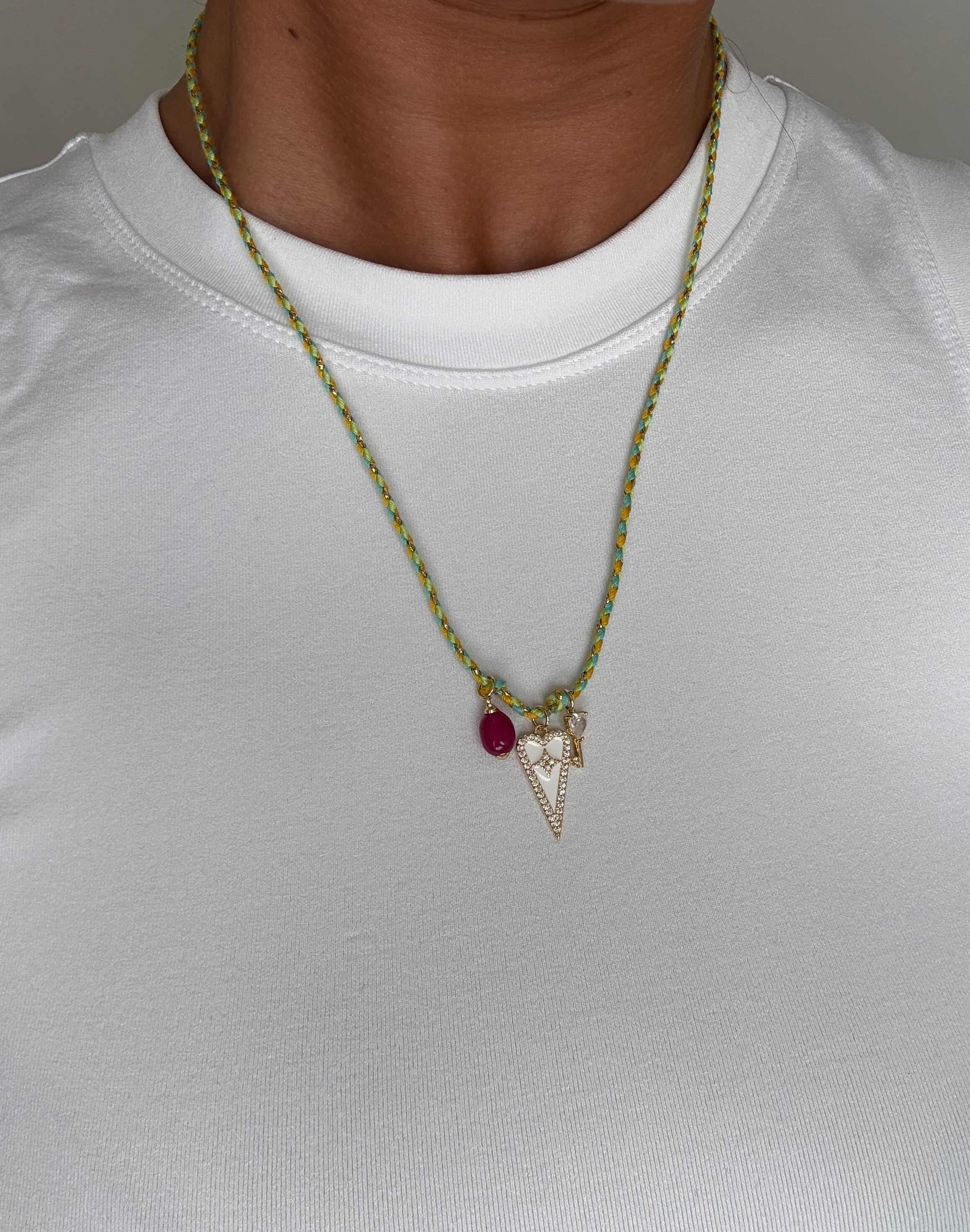 Heart Charms Thread Necklace