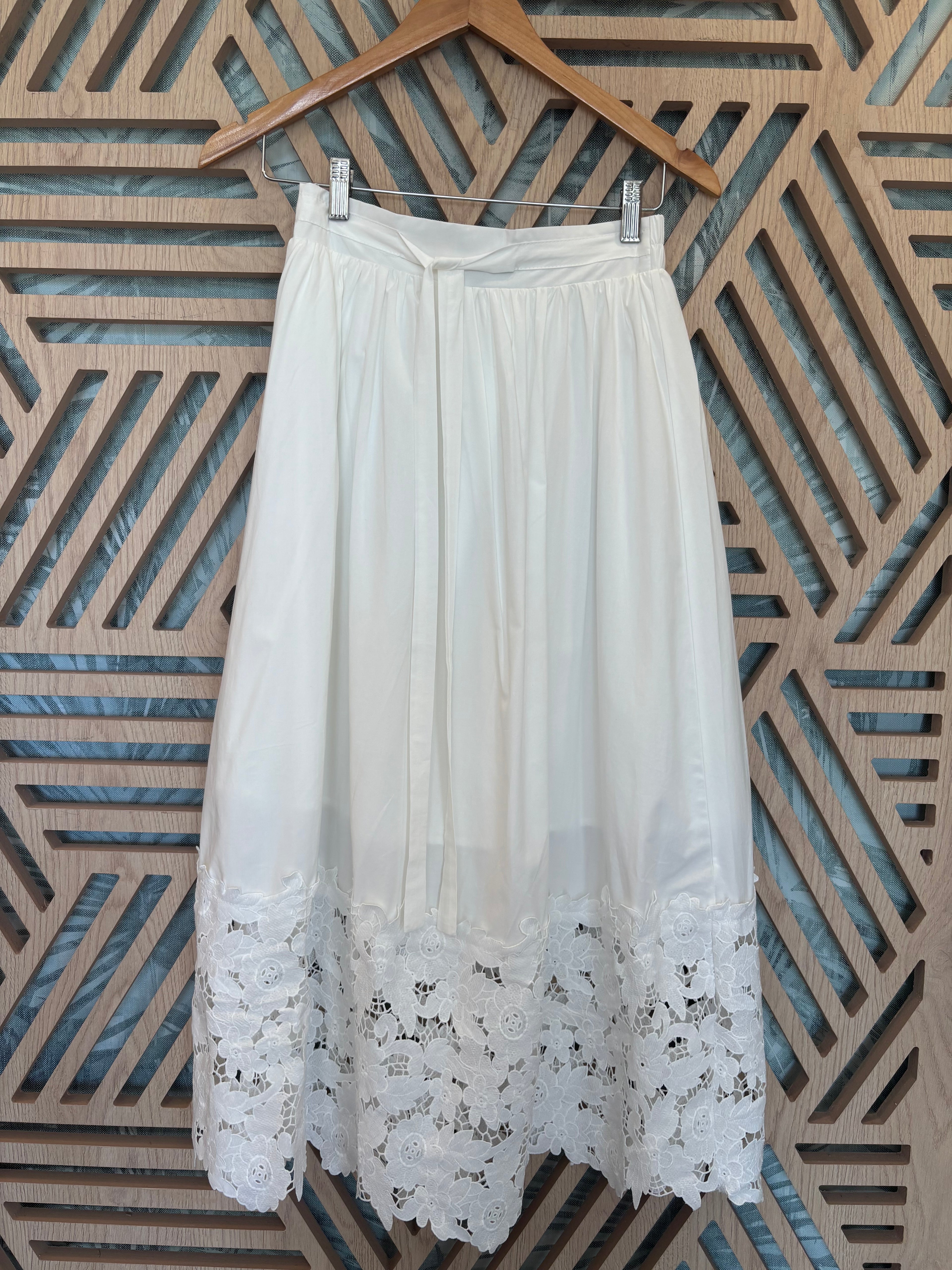 White Flowers Midi Skirt