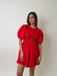 Red Puff Sleeves Dress