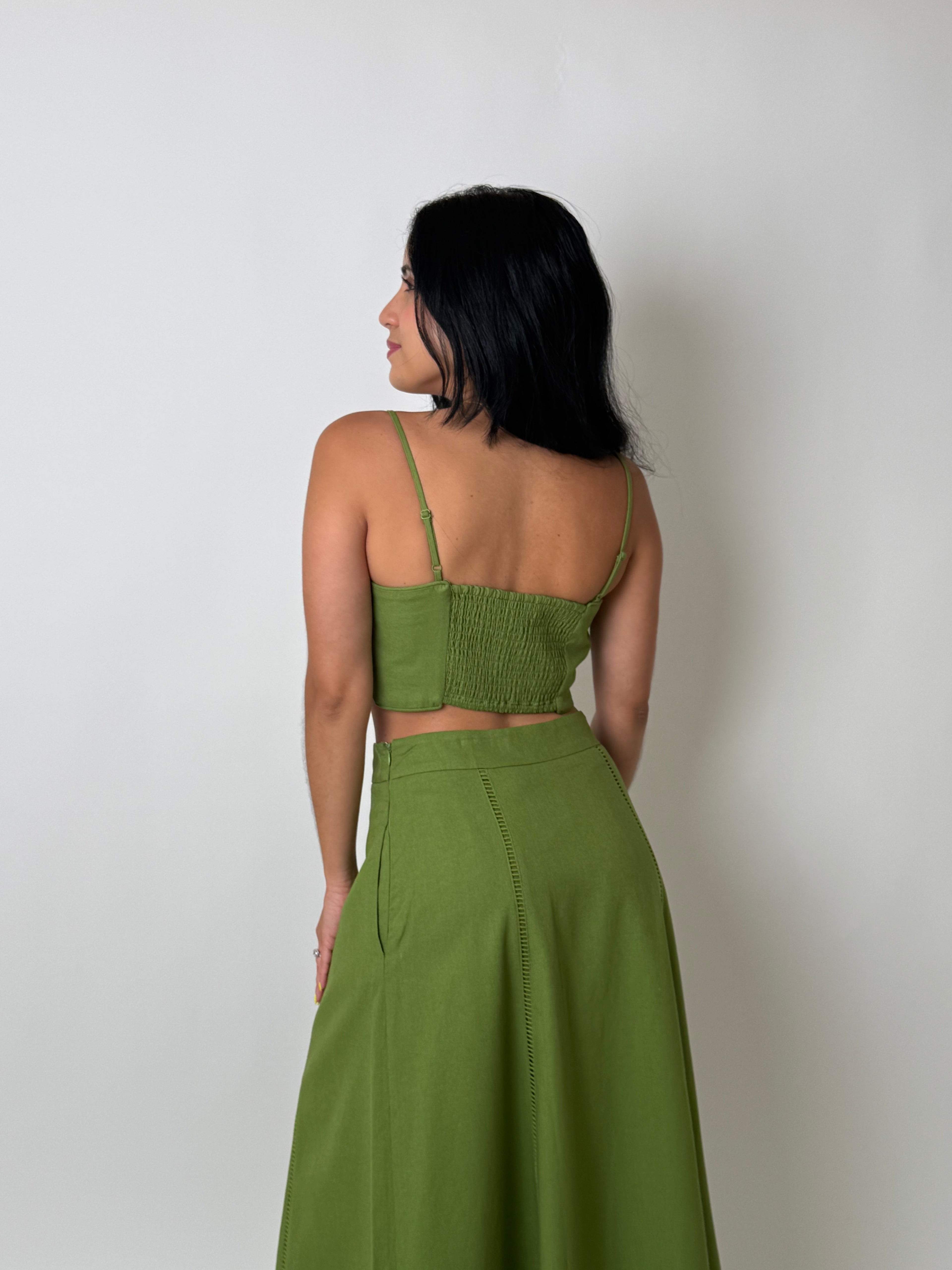 Palm Tree Embroidered Linen Top