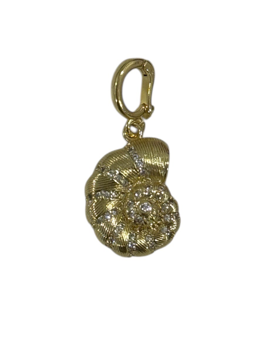 Rhinestone Circle Seashell Charm