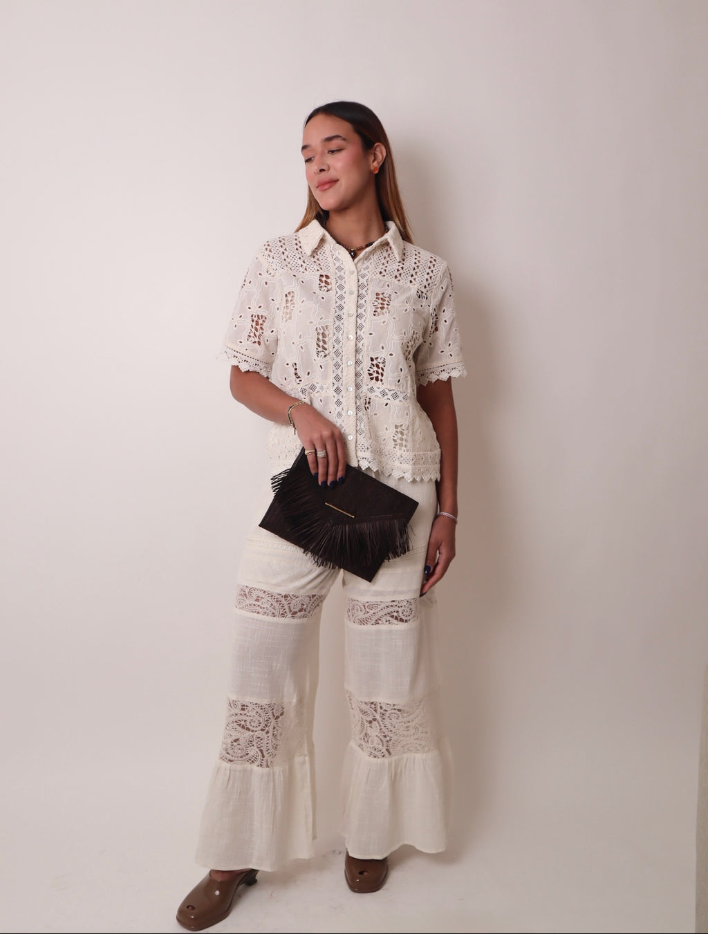 Cropped Sleeve Crochet Top