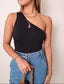 One Shoulder Crepe-Bodysuit