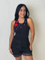 Crochet Flowers Tank Top Black