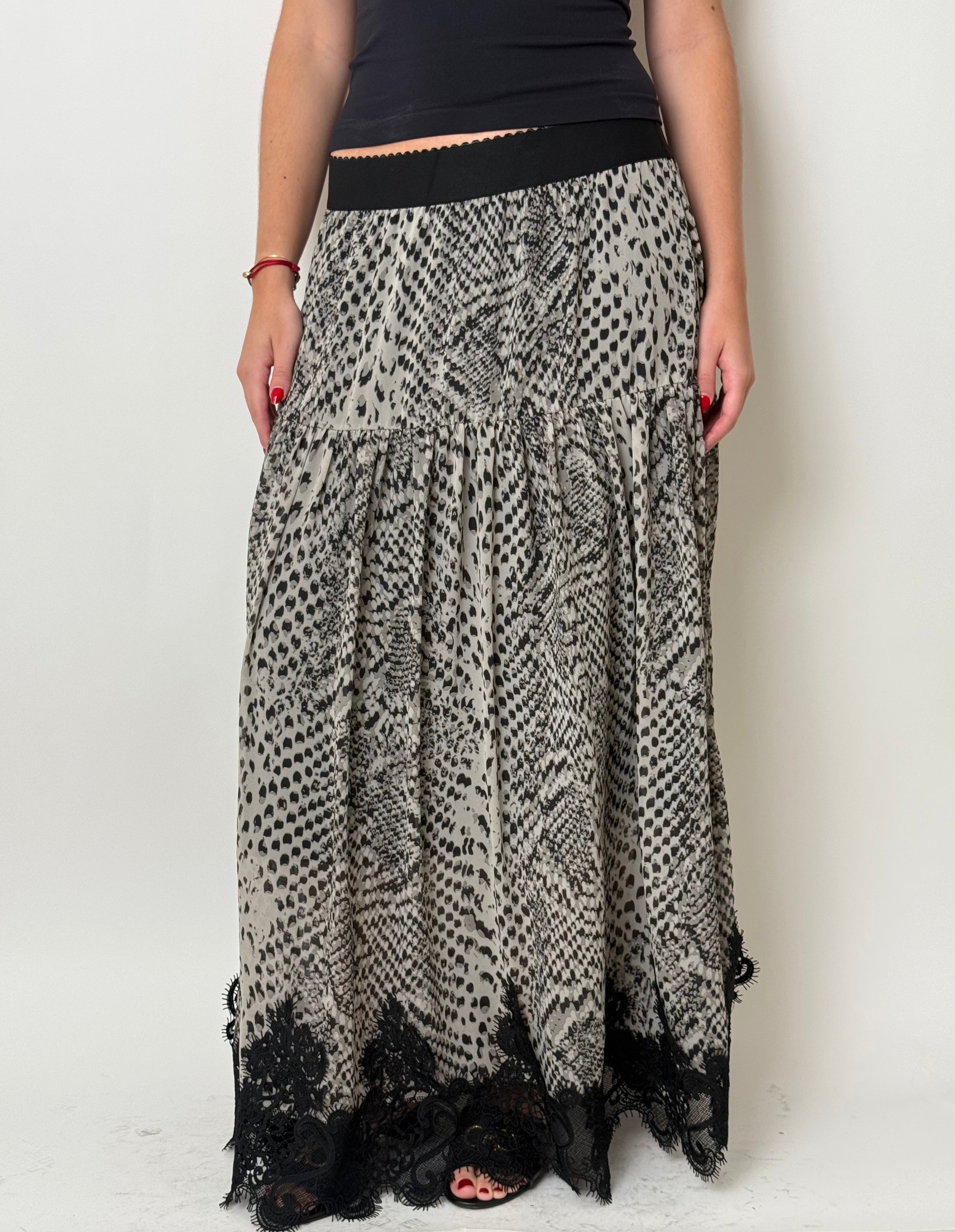 Snake Print Lace Skirt