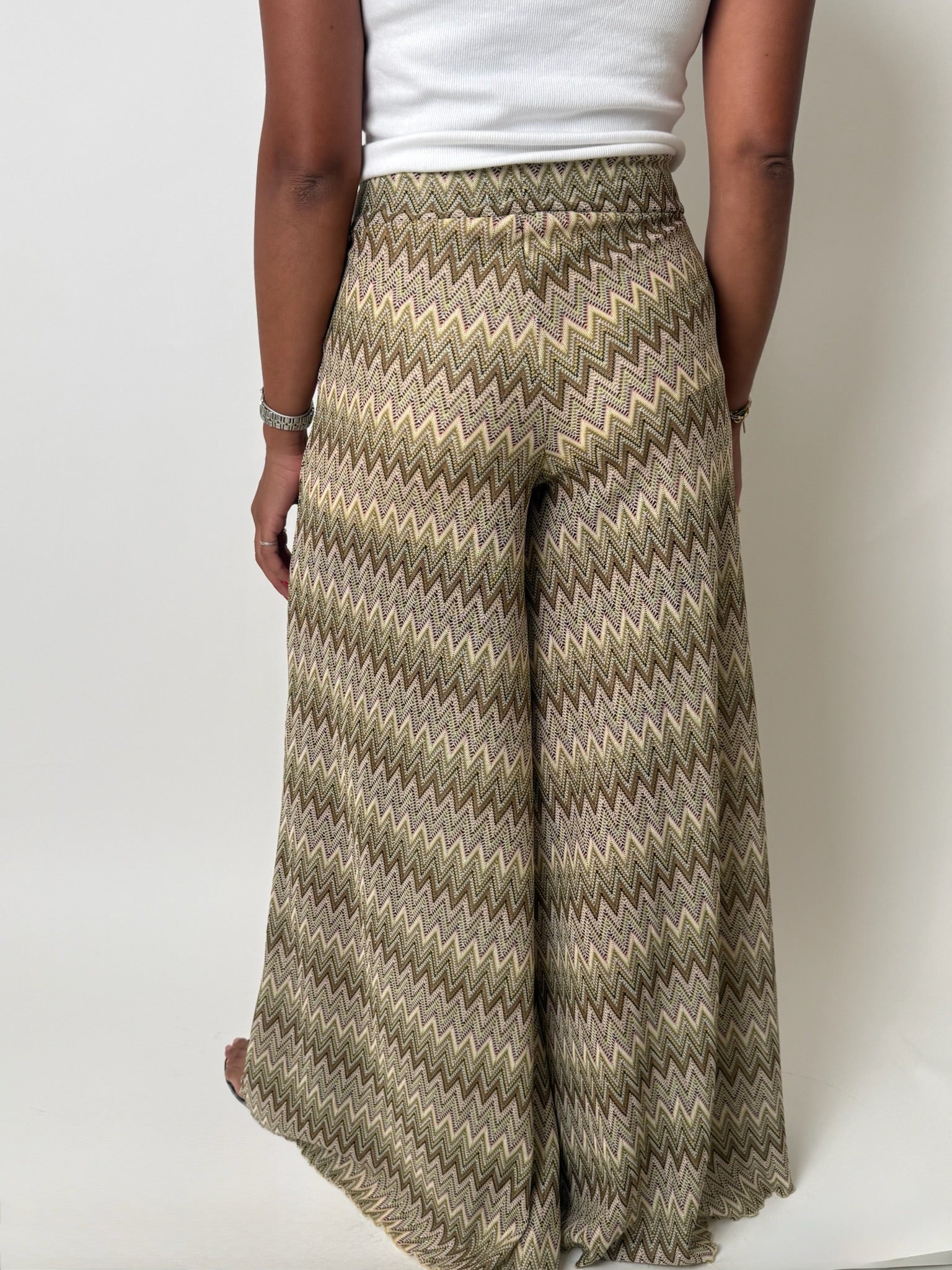 Chevron Print Green Pant