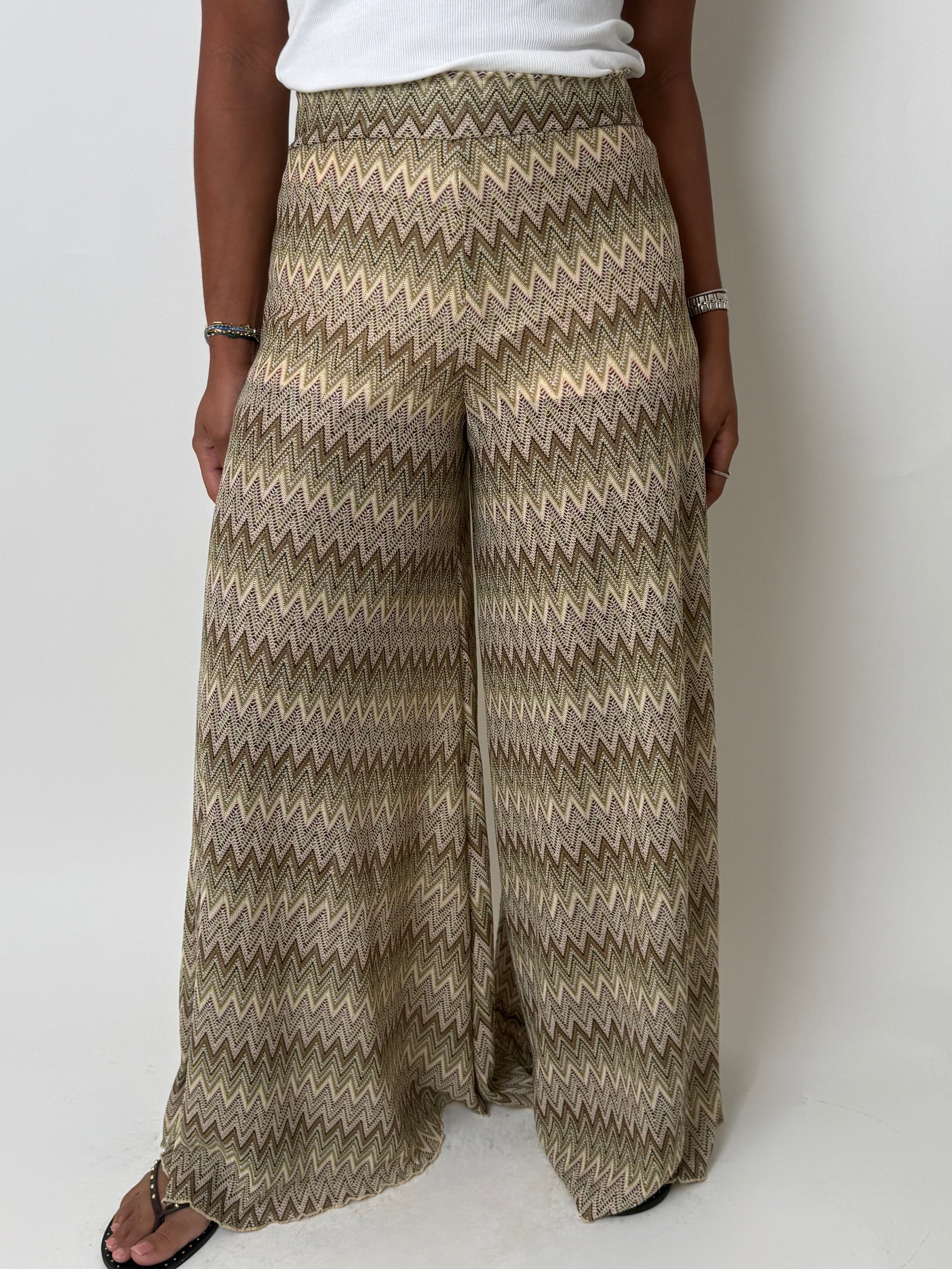 Chevron Print Green Pant