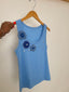 Crochet Flowers Tank Top Blue