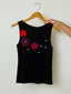 Crochet Flowers Tank Top Black