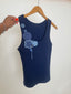 Crochet Flowers Tank Top Navy Blue