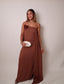 Brown Strapless Long Dress