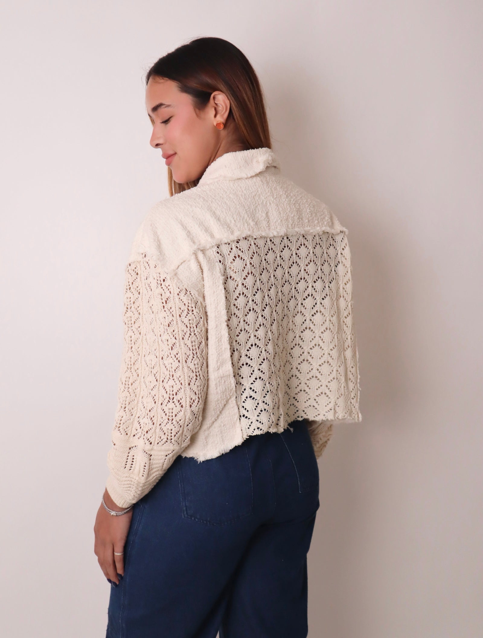 Mix Media Cropped Jacket