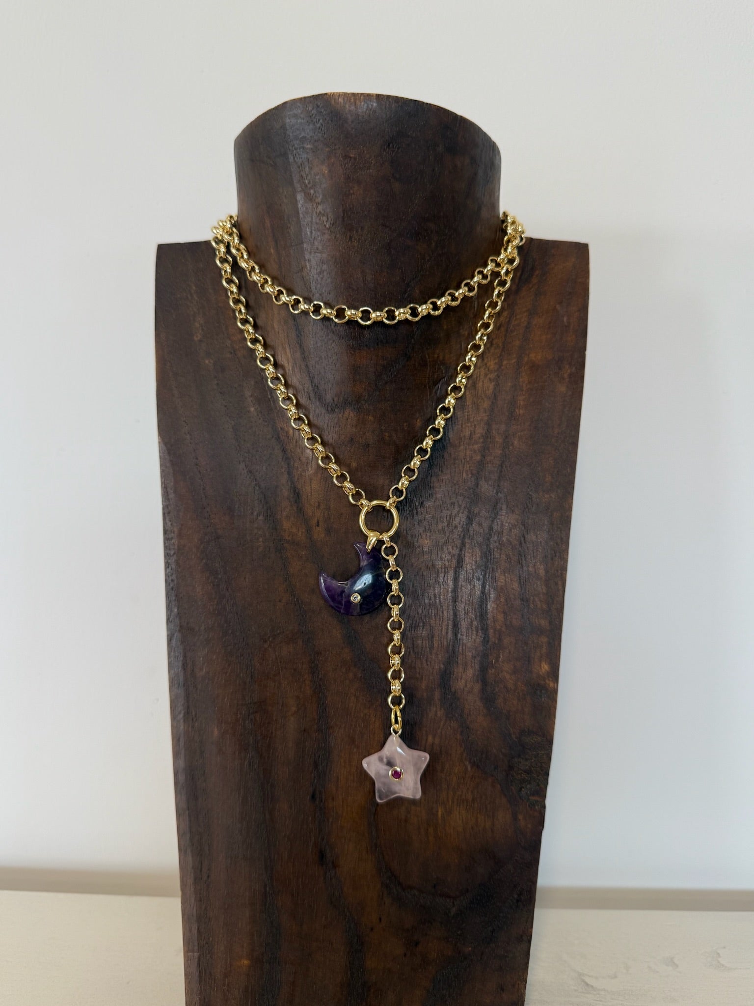 Lariat Chain Stones Necklace