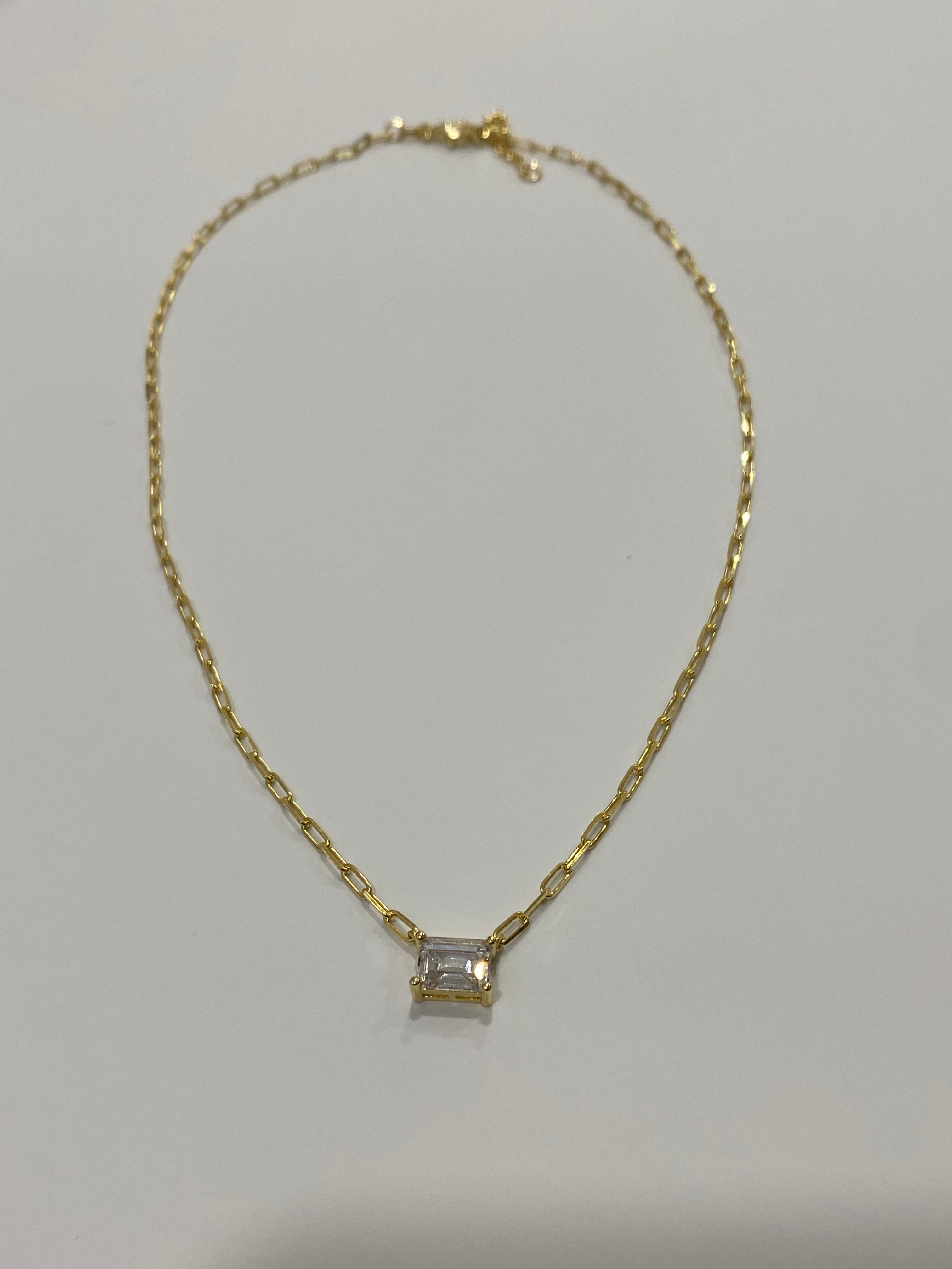Emerald Cut Drop Necklace