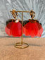 Double Coral Feather Earrings