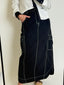 Black Cargo Denim Skirt