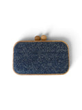 Tweed Bamboo Clutch Blue