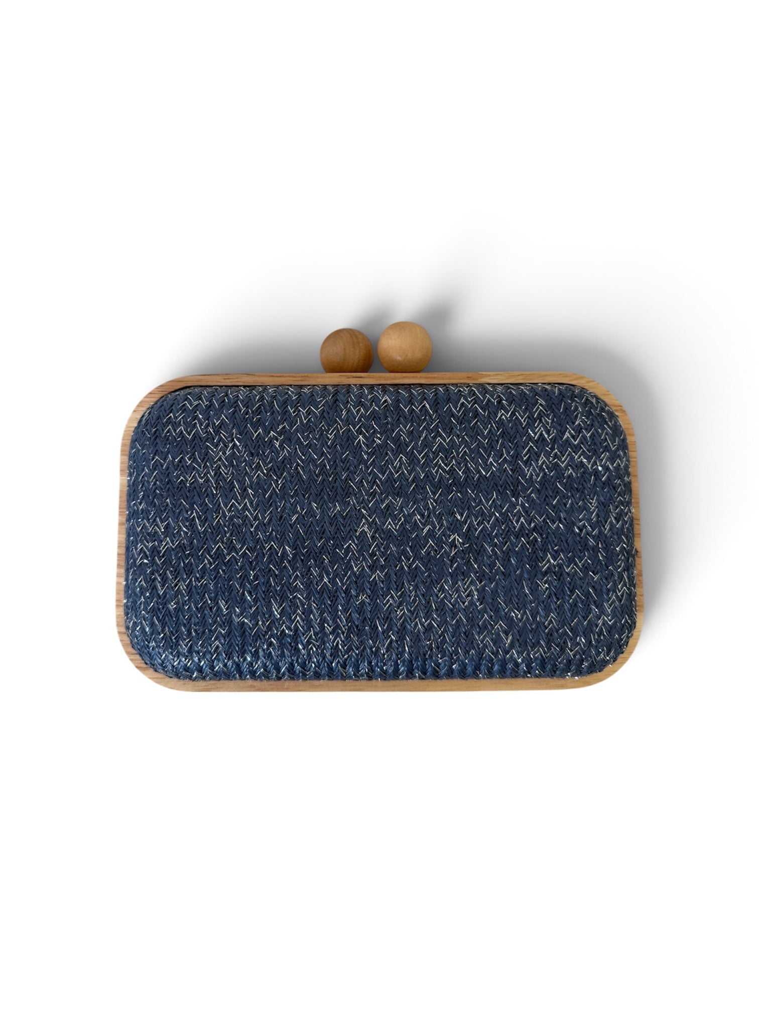 Tweed Bamboo Clutch Blue
