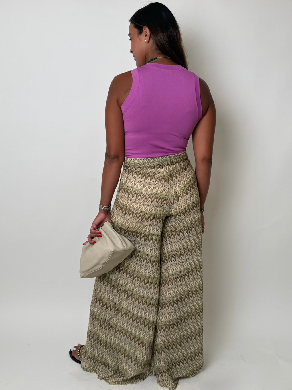 Chevron Print Green Pant